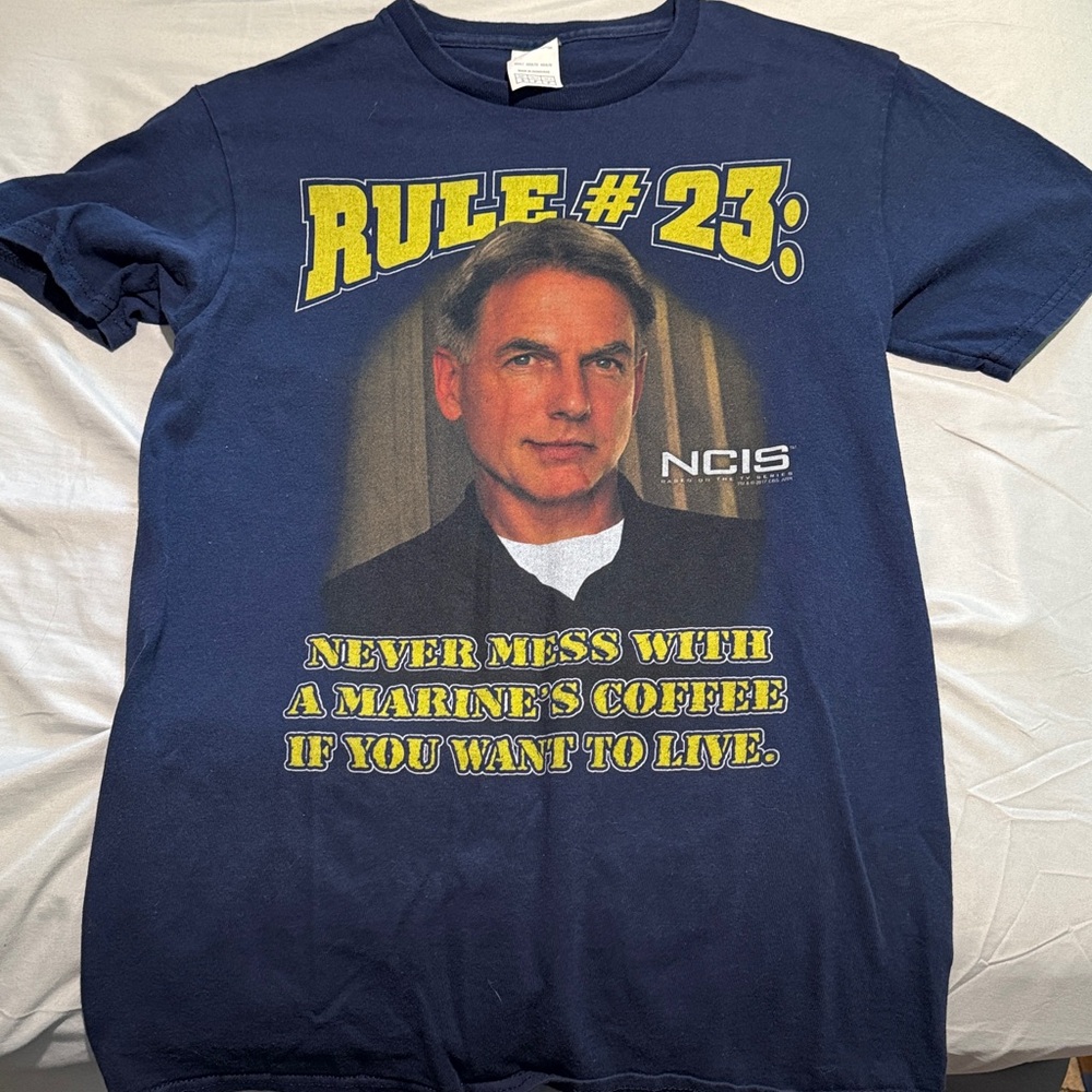 Navy Blue Graphic T-Shirt with NCIS Design